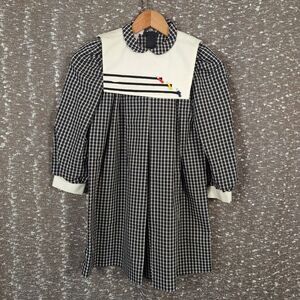 Vintage Dorissa Back  To School Pencil Black/White Gingham Dress Girl's 6x‎